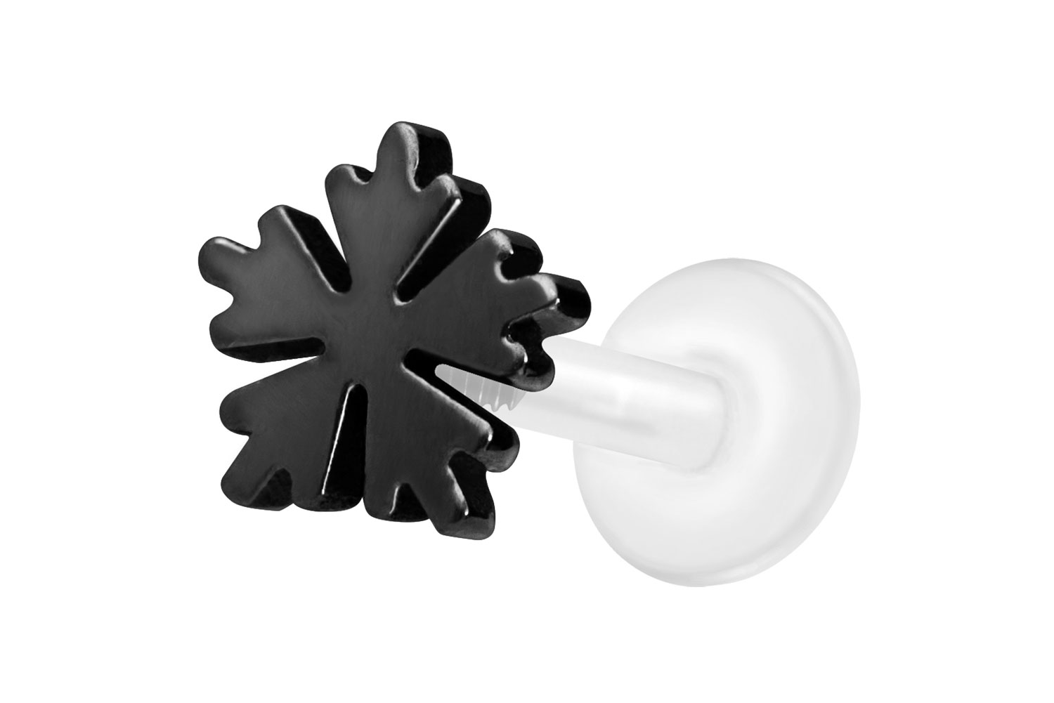 PTFE Labret Piercing mit Innengewinde + Titan-Aufsatz SCHNEEFLOCKE